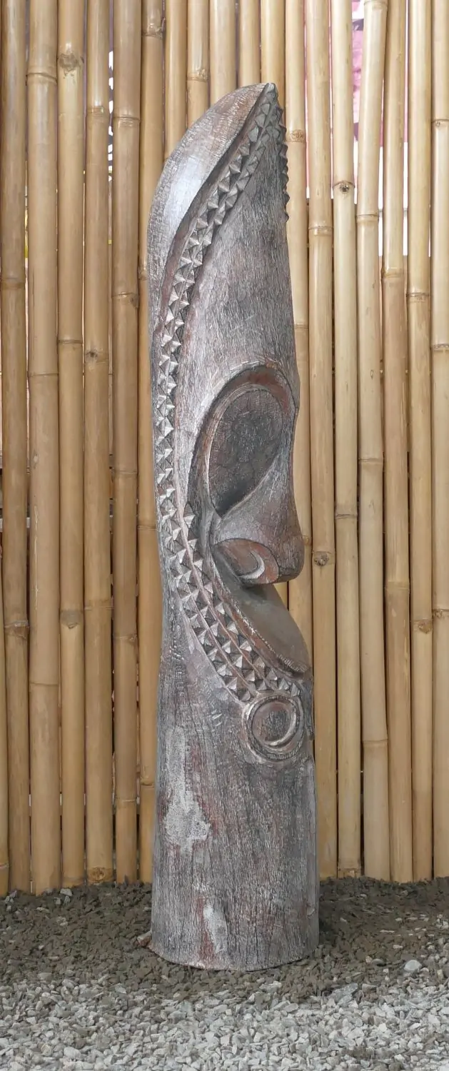 Artikelbild 3 des Artikels “Tiki Polynesian Statue aus Kokosnussholz, ca. 125cm hoch mit schwarz-weißer Farbe, Ø ca. 18-28 cm “